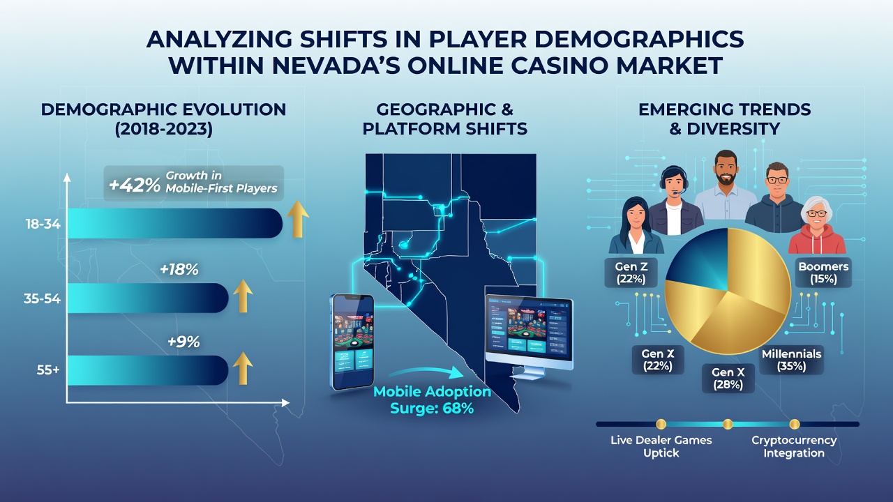 Detailed graphs showing age, gender, and location shifts in Nevada online casino players